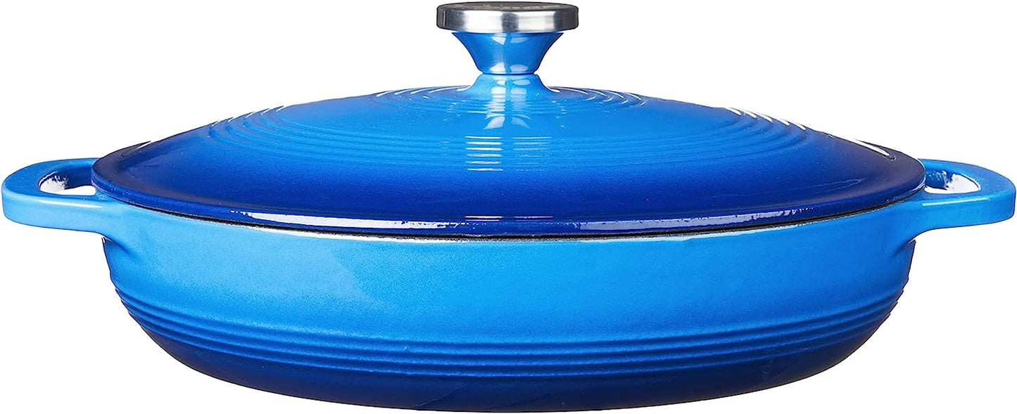 3.6 Quart Enamel Cast Iron Casserole Dish with Lid (Carribbean Blue)