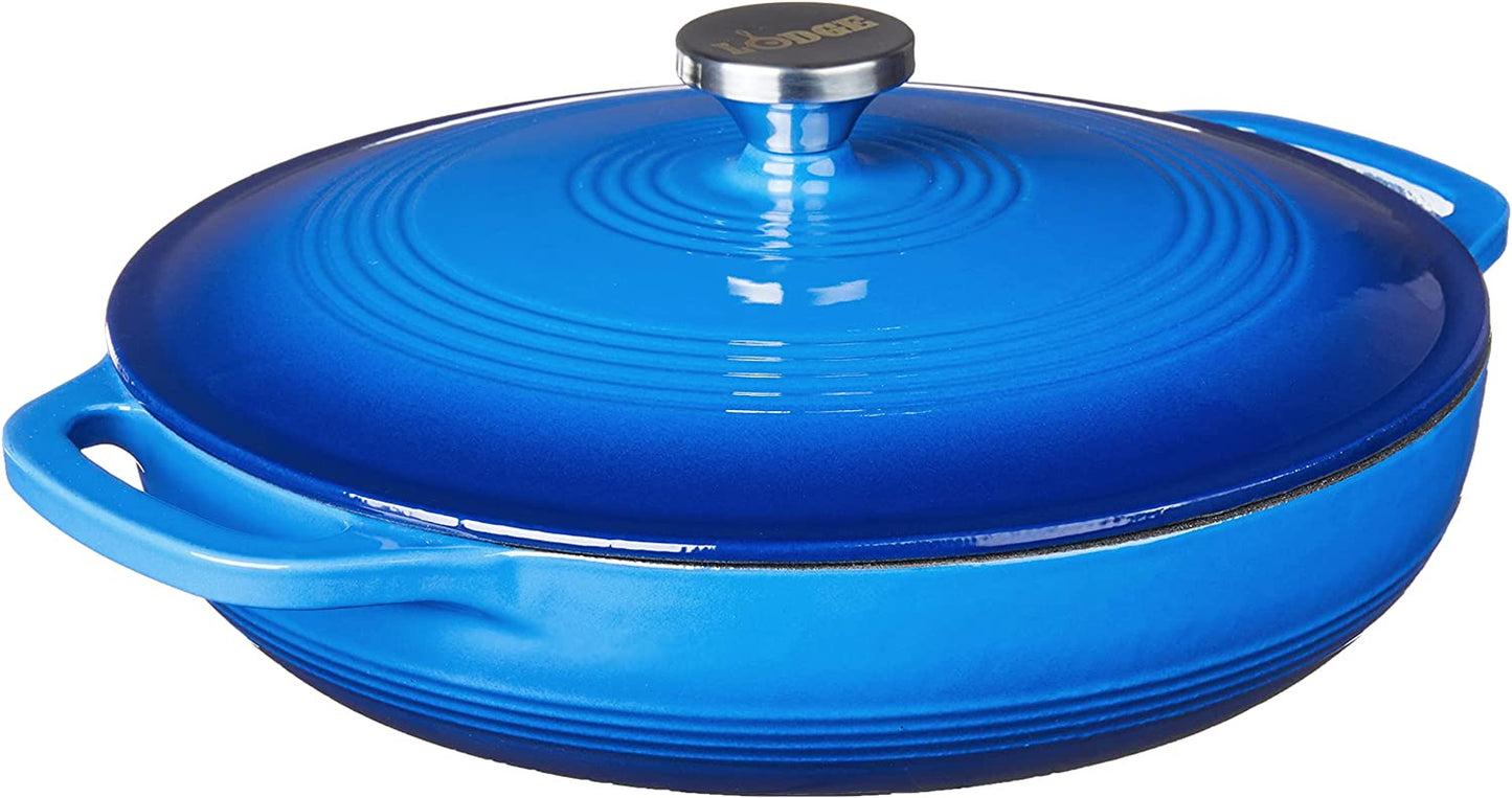 3.6 Quart Enamel Cast Iron Casserole Dish with Lid (Carribbean Blue)