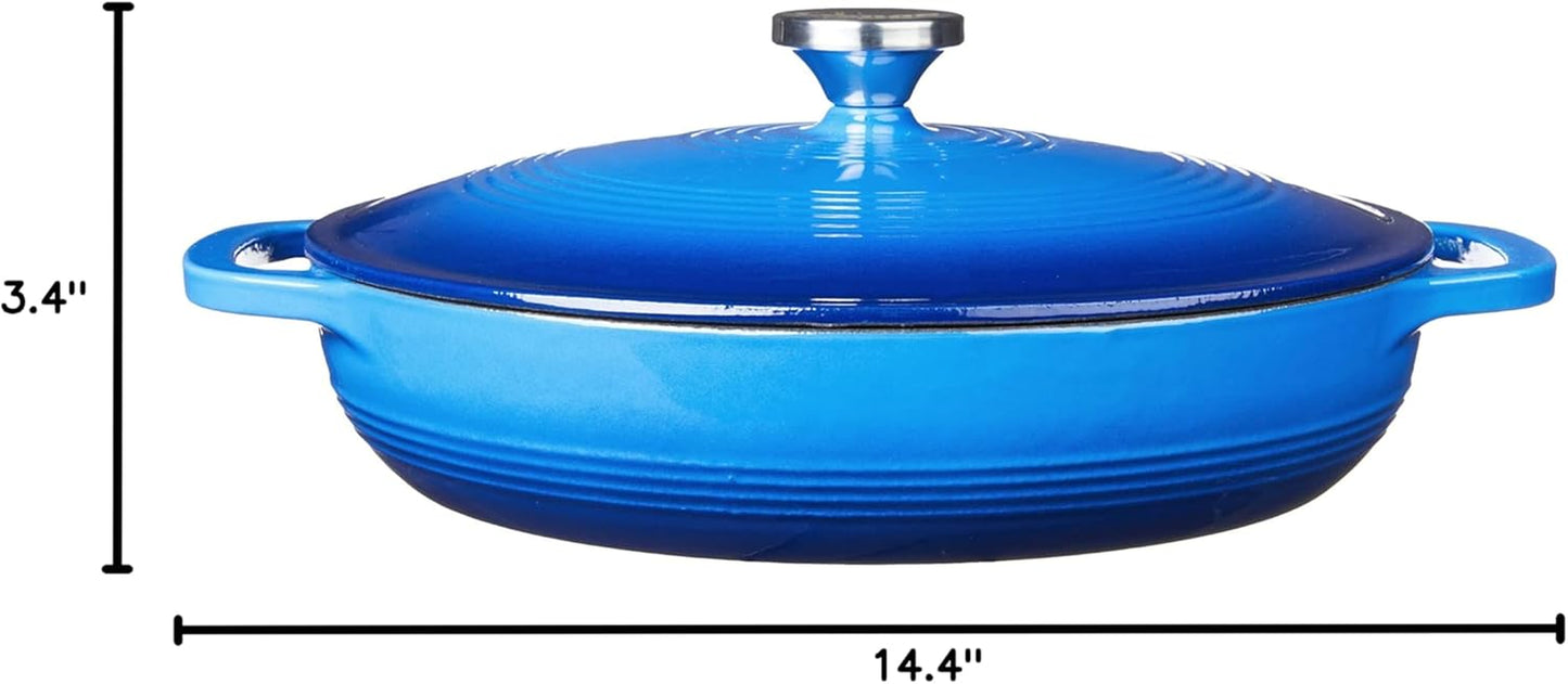 3.6 Quart Enamel Cast Iron Casserole Dish with Lid (Carribbean Blue)
