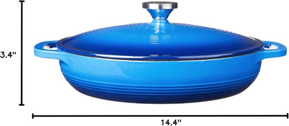 3.6 Quart Enamel Cast Iron Casserole Dish with Lid (Carribbean Blue)