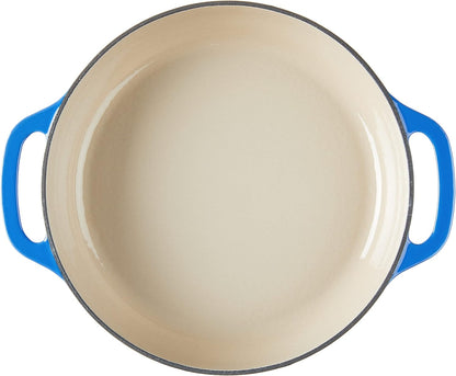3.6 Quart Enamel Cast Iron Casserole Dish with Lid (Carribbean Blue)